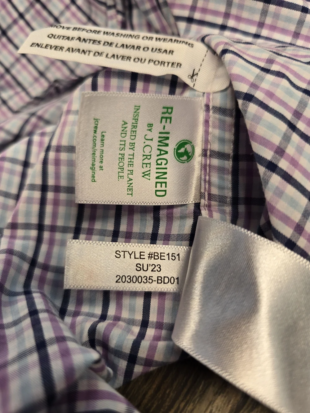J. Crew Men's Button-Down Plaid‎ Shirt - Purple/Blue/White/Black Size Large